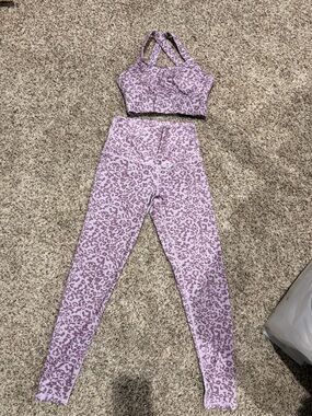 Purple Leopard Print Yoga Set